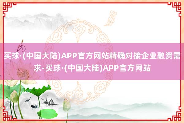 买球·(中国大陆)APP官方网站精确对接企业融资需求-买球·(中国大陆)APP官方网站