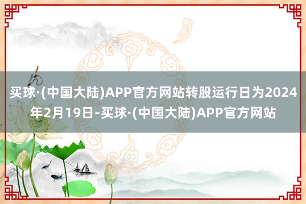 买球·(中国大陆)APP官方网站转股运行日为2024年2月19日-买球·(中国大陆)APP官方网站