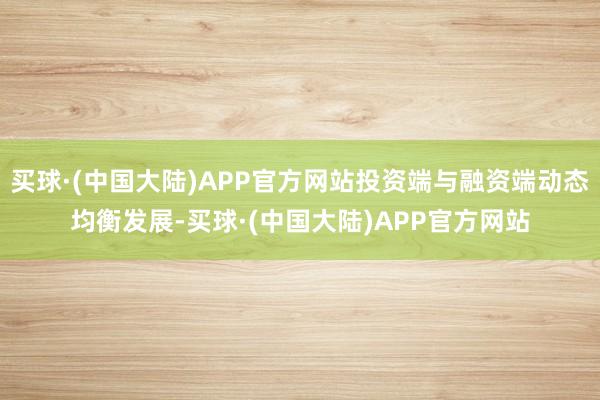 买球·(中国大陆)APP官方网站投资端与融资端动态均衡发展-