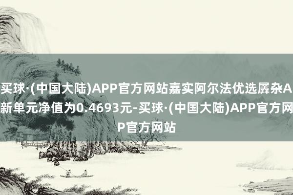 买球·(中国大陆)APP官方网站嘉实阿尔法优选羼杂A最新单元净值为0.4693元-买球·(中国大陆)APP官方网站