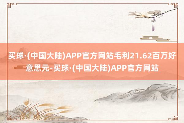 买球·(中国大陆)APP官方网站毛利21.62百万好意思元-买球·(中国大陆)APP官方网站